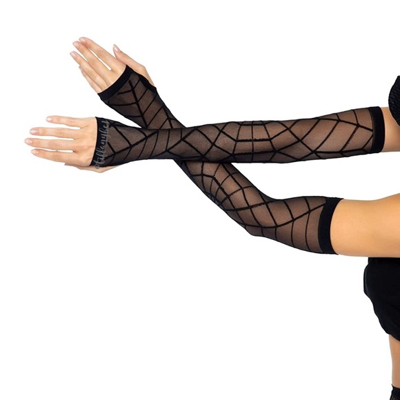 Accessories - Sheer Spider Web Arm Warmers Black